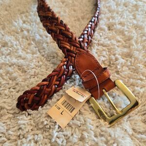 NWT Talbots Braided Brown Leather Belt L